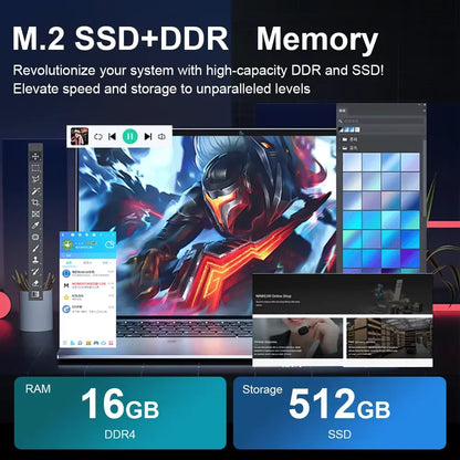 15.6" Windows 11 laptops Computer Intel CORE i3 5005 16GB RAM 1/2TB SSD Notebook Gamer Computer PC Fingerprint unlocking Laptops