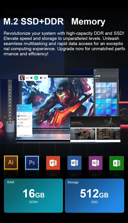 15.6" Windows 11 laptops Computer Intel CORE i3 5005 16GB RAM 1/2TB SSD Notebook Gamer Computer PC Fingerprint unlocking Laptops