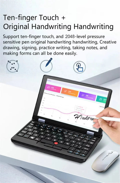 2025 Portable Mini Notebook Laptop Micro Computer 7 Inch Touch Screen Intel N95 8G 16G+512GB IPS Netbook Win 11 Pro PC 2.0MP CAM