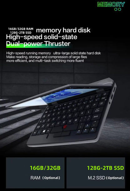 2025 Portable Mini Notebook Laptop Micro Computer 7 Inch Touch Screen Intel N95 8G 16G+512GB IPS Netbook Win 11 Pro PC 2.0MP CAM