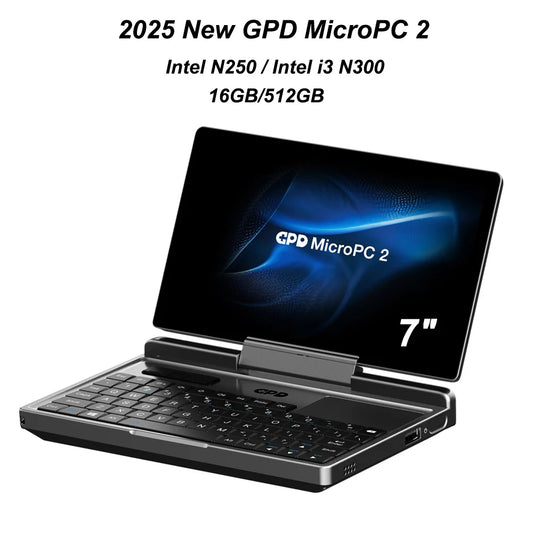 2025 New GPD MicroPC 2 7Inches Mini Industry Laptop Intel® Core™ i3-N300 16GB/512GB Windows 11 Portable Computer Notebook