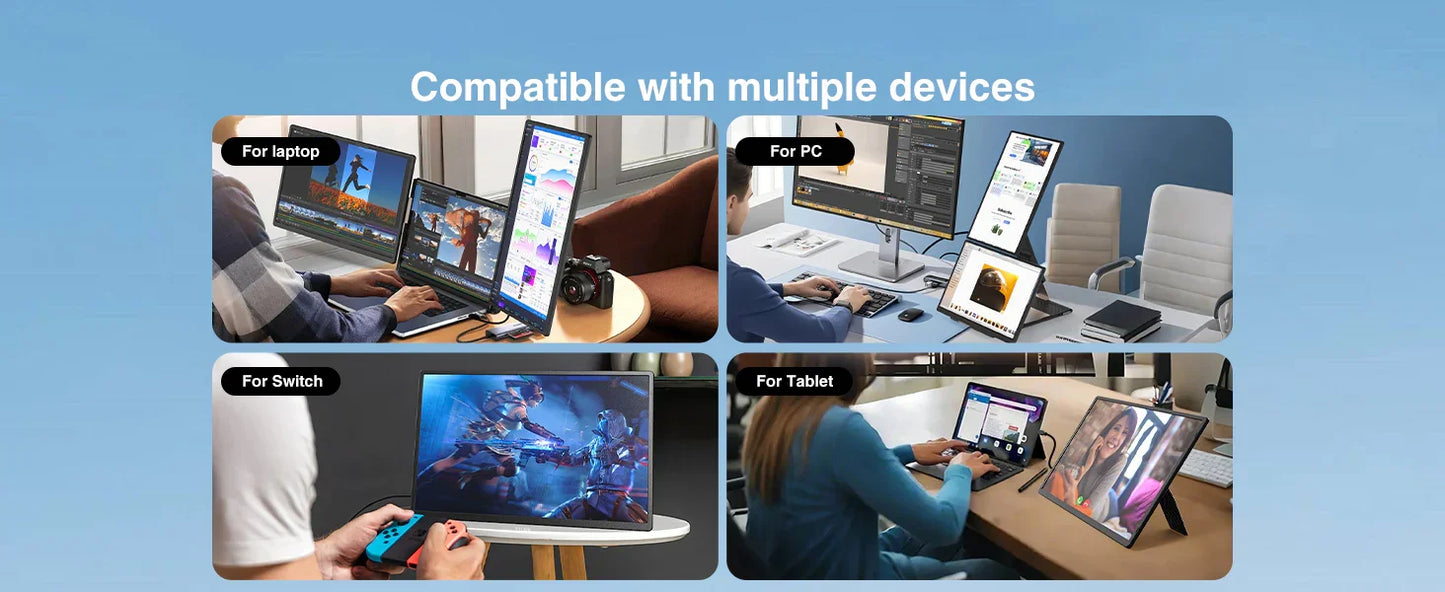 16 Inch Portable IPS LCD Panel Laptop Screen Extender Triple USB Connection Extension for PC Portable Monitor