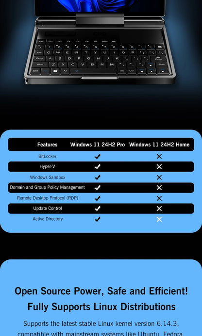 2025 New GPD MicroPC 2 7Inches Mini Industry Laptop Intel® Core™ i3-N300 16GB/512GB Windows 11 Portable Computer Notebook