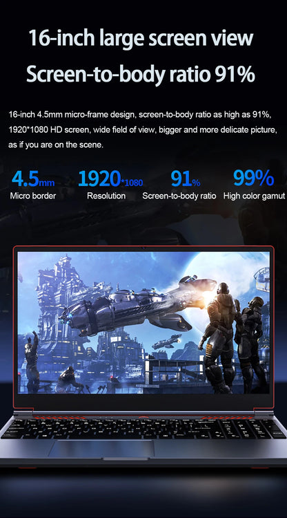 2025 New Gaming Laptop Computer Intel Core i9-10885H i7 8750H GTX1650 4G 16.1 Inch IPS Screen RAM Max 64GB 2*DDR4 2*M.2 NVMe