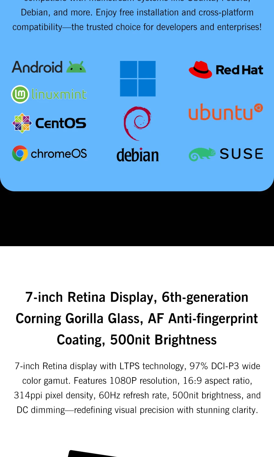 2025 New GPD MicroPC 2 7Inches Mini Industry Laptop Intel® Core™ i3-N300 16GB/512GB Windows 11 Portable Computer Notebook