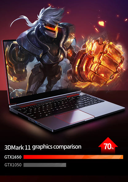 2025 New Gaming Laptop Computer Intel Core i9-10885H i7 8750H GTX1650 4G 16.1 Inch IPS Screen RAM Max 64GB 2*DDR4 2*M.2 NVMe