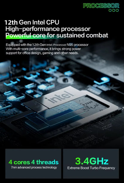 2025 Portable Mini Notebook Laptop Micro Computer 7 Inch Touch Screen Intel N95 8G 16G+512GB IPS Netbook Win 11 Pro PC 2.0MP CAM