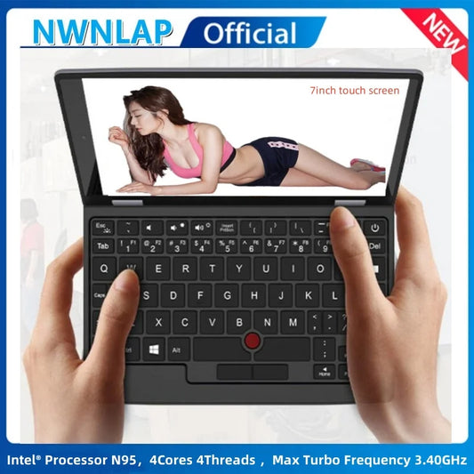 2025 Portable Mini Notebook Laptop Micro Computer 7 Inch Touch Screen Intel N95 8G 16G+512GB IPS Netbook Win 11 Pro PC 2.0MP CAM