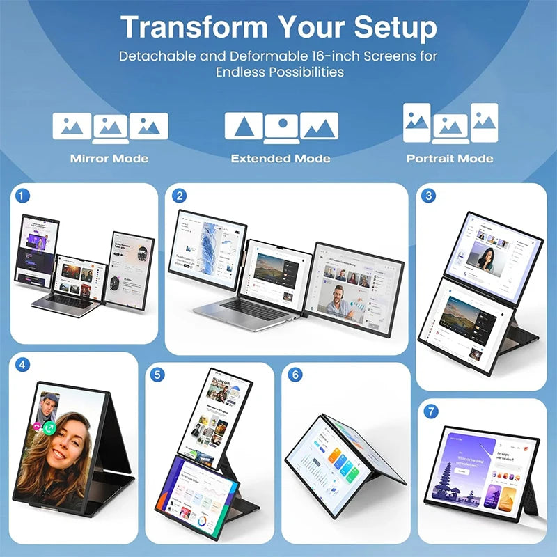 16 Inch Portable IPS LCD Panel Laptop Screen Extender Triple USB Connection Extension for PC Portable Monitor