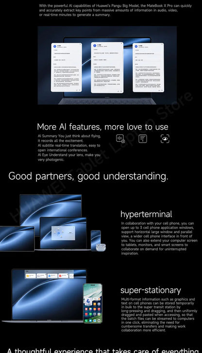 2024  HUAWEI MateBook X Pro Laptop Inter Core Ultra9 185H/Ultra7 155H 32/16GB 2/1TB Netbook 14.2inch 3.1k Touchscreen 120Hz OLED