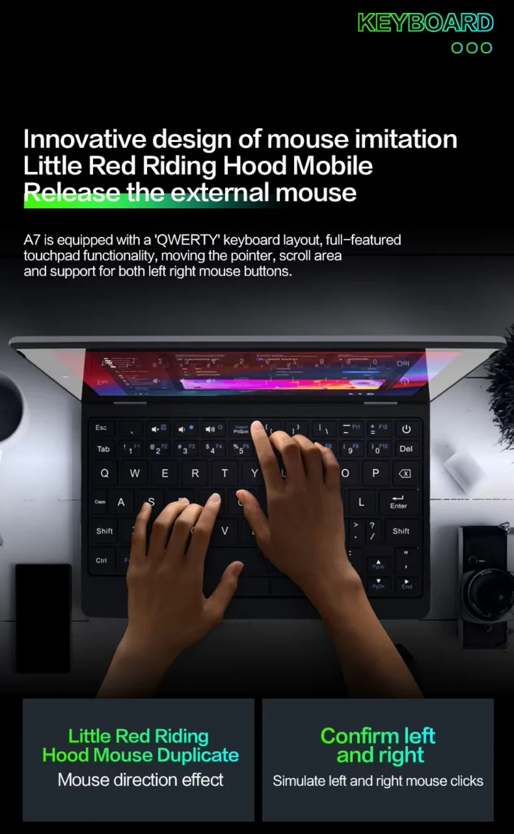 2025 Portable Mini Notebook Laptop Micro Computer 7 Inch Touch Screen Intel N95 8G 16G+512GB IPS Netbook Win 11 Pro PC 2.0MP CAM