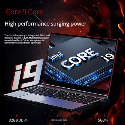 2025 New Gaming Laptop Computer Intel Core i9-10885H i7 8750H GTX1650 4G 16.1 Inch IPS Screen RAM Max 64GB 2*DDR4 2*M.2 NVMe