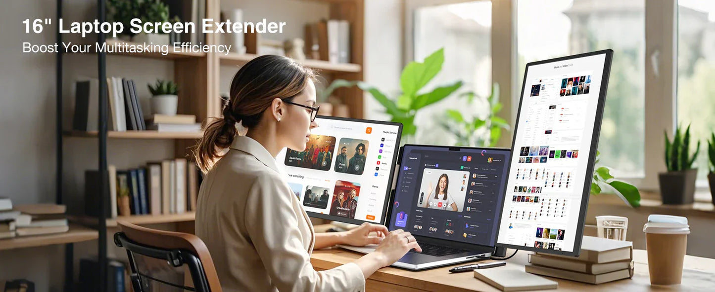 16 Inch Portable IPS LCD Panel Laptop Screen Extender Triple USB Connection Extension for PC Portable Monitor