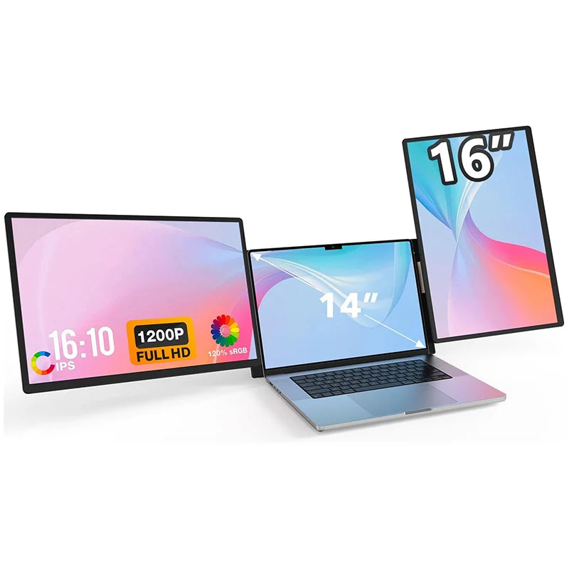 16 Inch Portable IPS LCD Panel Laptop Screen Extender Triple USB Connection Extension for PC Portable Monitor