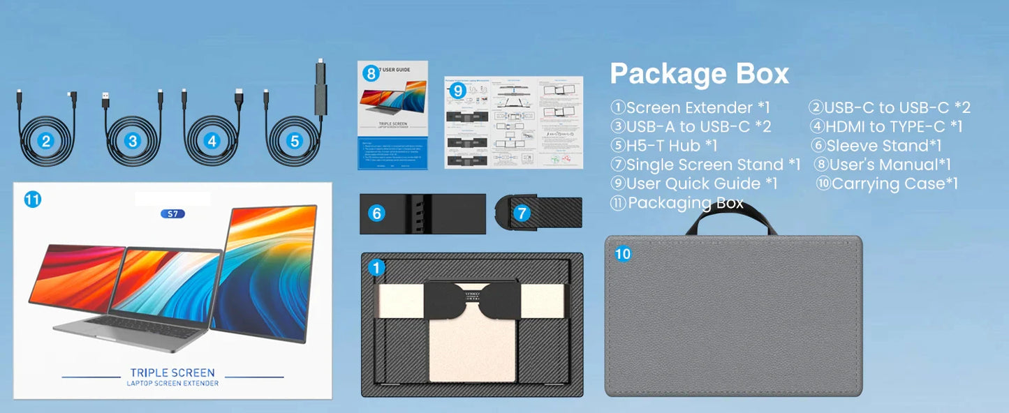 16 Inch Portable IPS LCD Panel Laptop Screen Extender Triple USB Connection Extension for PC Portable Monitor