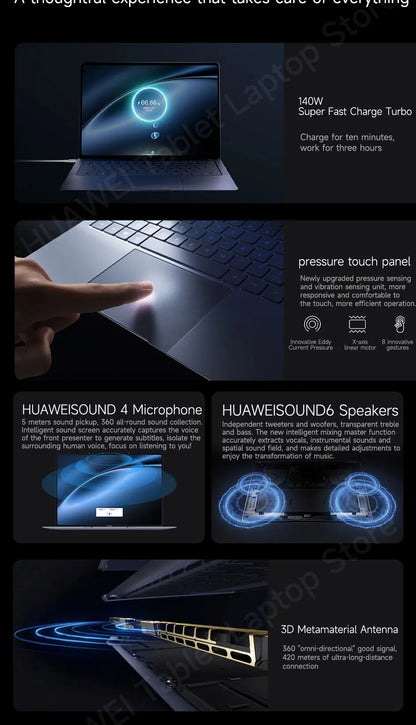 2024  HUAWEI MateBook X Pro Laptop Inter Core Ultra9 185H/Ultra7 155H 32/16GB 2/1TB Netbook 14.2inch 3.1k Touchscreen 120Hz OLED